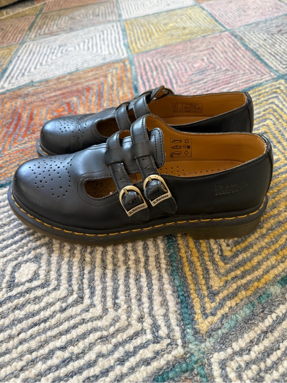 Dr. Martens Black Mary Jane Shoes with Double Buckles 43EU- 11L